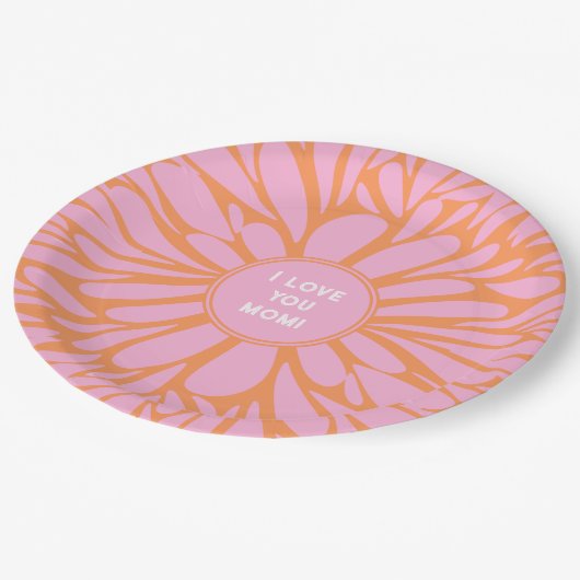 Ich Liebe, dass du Mama blühend plattiert pastellf Pappteller (Schrägansicht)