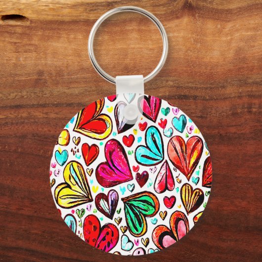 ICH LIEBE, DASS IHR DAS FUNKY-HERZ-PATTERN-VALENTI SCHLÜSSELANHÄNGER (Vorderseite)