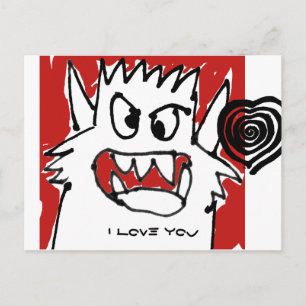 Ich Liebe, dass ihr Roter Cartoon Monster Postkart Postkarte