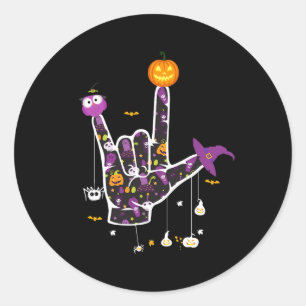 Ich Liebe, dass Sie asl Halloween Zeichensprache H Runder Aufkleber