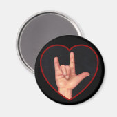 ICH LIEBE, DASS SIE DIE SPRACHE AUF SCHWARZ UNTERZ MAGNET (Vorderseite/Rückseite)