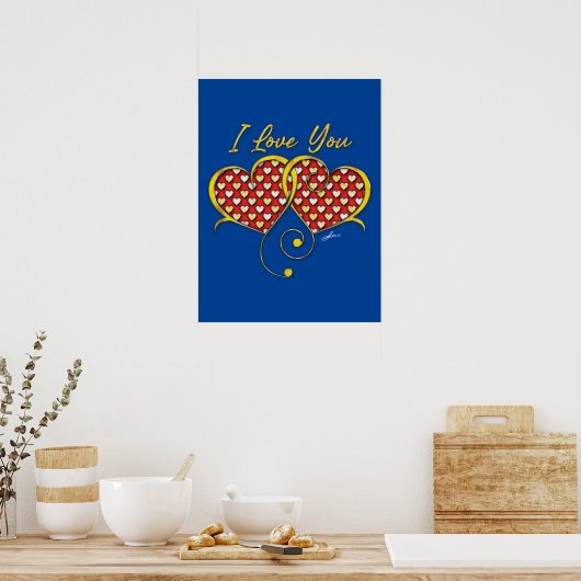 Ich Liebe, dass Sie Gold Hearts Poster entwerfen (Küche)