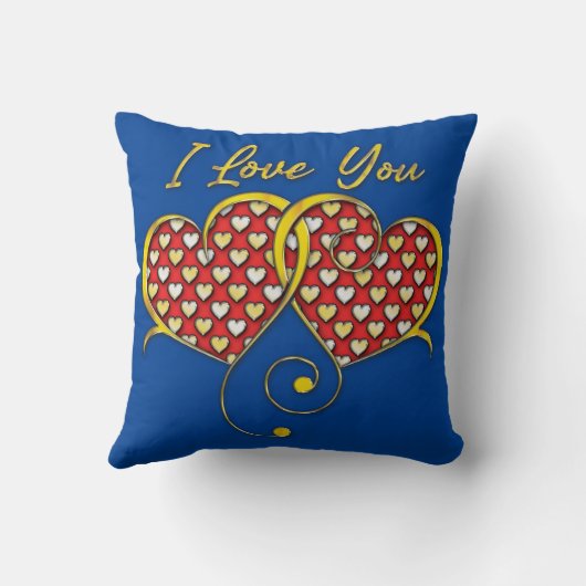 Ich Liebe, dass Sie Goldene Herzen entwerfen Kissen (Rückseite)