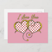 Ich Liebe, dass Sie Goldene Herzen entwerfen Postkarte (Vorne/Hinten)