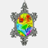 Ich LIEBE, DASS SIE MALEN Schneeflocken Zinn-Ornament (Links)