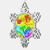 Ich LIEBE, DASS SIE MALEN Schneeflocken Zinn-Ornament (Rechts)