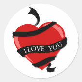 Ich Liebe, dass Sie rote Herzklammern Runder Aufkleber (Vorderseite)