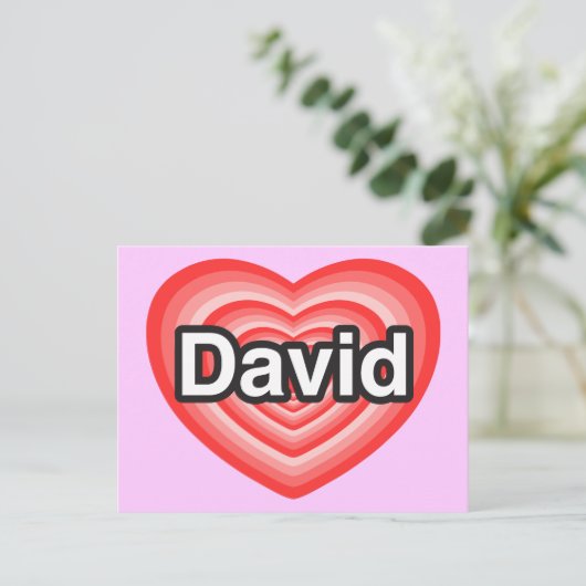Ich Liebe David. Ich Liebe dir David. Herz Postkarte (Stehend Vorderseite)