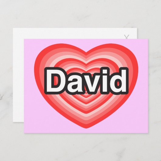 Ich Liebe David. Ich Liebe dir David. Herz Postkarte (Vorne/Hinten)