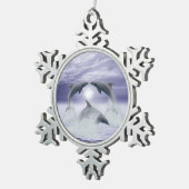 Ich Liebe Delphine Schneeflocken Zinn-Ornament (Rechts)