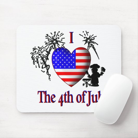 Ich liebe den 4. Juli Mousepad (Mit Mouse)