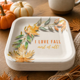 Ich liebe den Herbst am meisten Papierplatte Pappteller