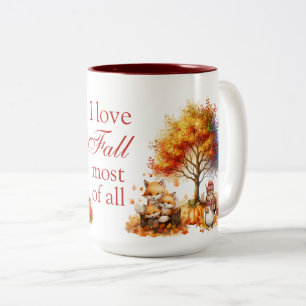 Ich liebe den Herbst am meisten Zweifarbige Tasse