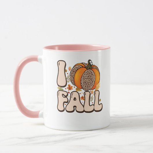 Ich liebe den Herbst Orange Kürbismuster Tasse (Links)