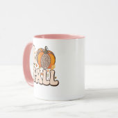 Ich liebe den Herbst Orange Kürbismuster Tasse (Vorderseite Links)