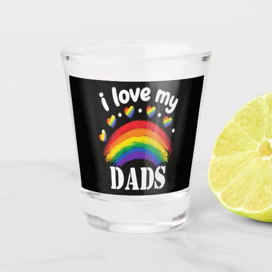 Ich liebe den Regenbogenstolz meines Vaters Schnapsglas (Vorderseite)