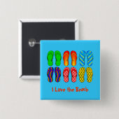 Ich Liebe den Strand - farbenfrohe Flip Flops Button (Vorne & Hinten)