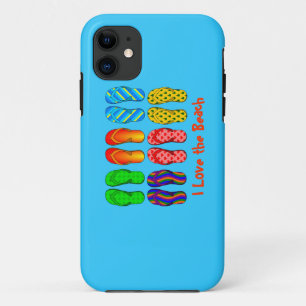 Ich Liebe den Strand - farbenfrohe Flip Flops iPhone 11 Hülle