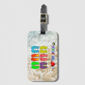 Ich Liebe den Strand, farbenfrohe Flip Flops, Gepäckanhänger (Vorderseite Vertikal)