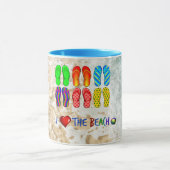 Ich Liebe den Strand, farbenfrohe Flip Flops Tasse (Zentrum)