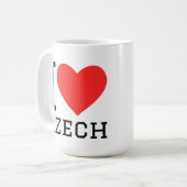 Ich liebe den tschechischen quadratischen Aufklebe Kaffeetasse (Vorderseite Links)