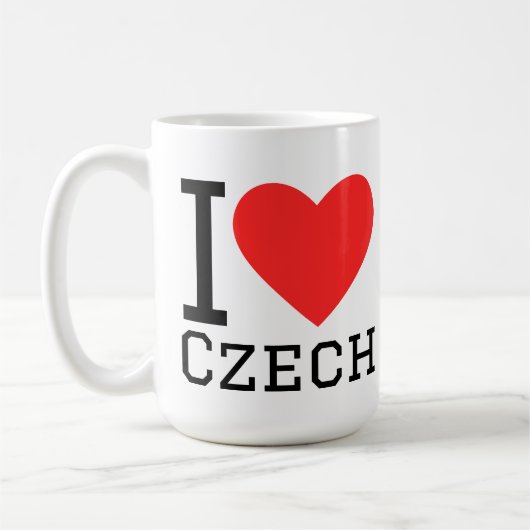 Ich liebe den tschechischen quadratischen Aufklebe Kaffeetasse (Links)