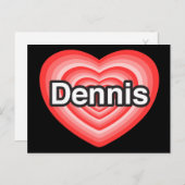 Ich Liebe Dennis. Ich Liebe dir Dennis. Herz Postkarte (Vorne/Hinten)
