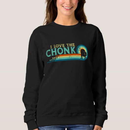 Ich Liebe der Chonk Cat Meme Fat Kitty Kitten Over Sweatshirt (Vorderseite)