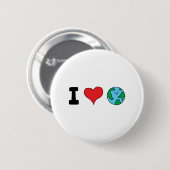 Ich Liebe der Welt glückliche Erde Clipart Niedlic Button (Vorne & Hinten)