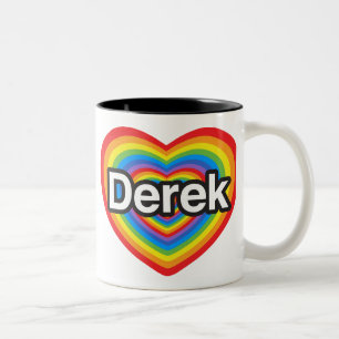 Ich liebe Derek. Ich liebe dich Derek. Herz Zweifarbige Tasse