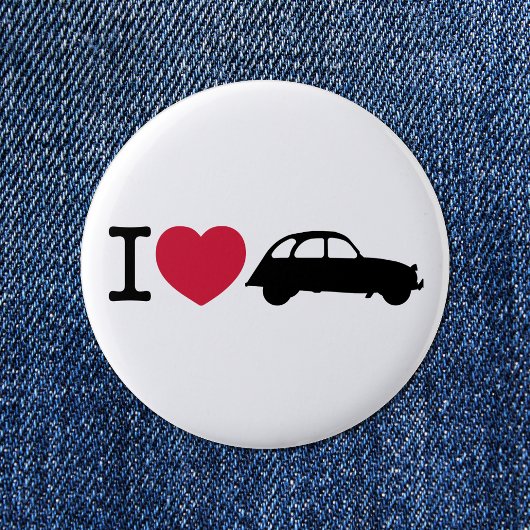 Ich liebe Deux Chevaux Oldtimer Button