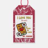 Ich Liebe dich als mein Telefon rot weiß Aquarell Geschenkanhänger (Rückseite)