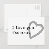 ich liebe dich am meisten süßes Herz Postkarte (Vorne/Hinten)