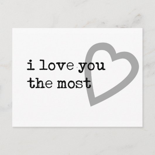 ich liebe dich am meisten süßes Herz Postkarte (Vorderseite)
