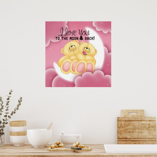 Ich Liebe dich auf das Mond- und Hinterposter Poster (Küche)