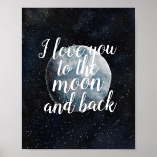 Ich Liebe dich auf das Mond- und Hinterposter Poster