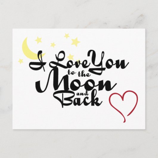 Ich Liebe dich auf den Mond und die Hinterkarte Postkarte (Vorderseite)