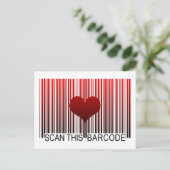 ICH LIEBE DICH BARCODE POSTKARTE (Stehend Vorderseite)