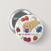 Ich liebe dich Beeren viel: Süßer Hund mit Beeren Button (Vorne & Hinten)