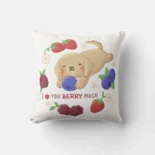 Ich liebe dich Beeren Viel: Süßer Hund mit Beeren Kissen