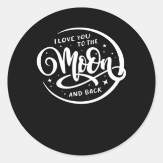 Ich liebe dich bis zum Mond und zurück Elegant Äst Runder Aufkleber