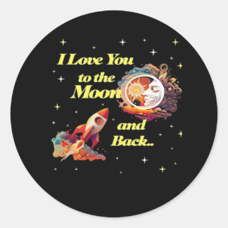 Ich liebe dich bis zum Mond und zurück Eleganter S Runder Aufkleber
