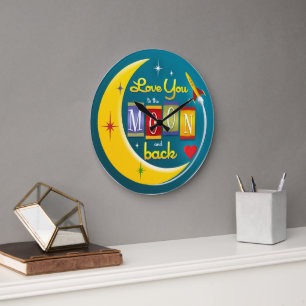 Ich liebe dich bis zum Mond und zurück Große Wanduhr