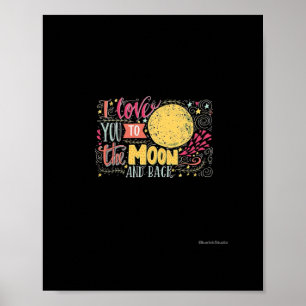 Ich liebe dich bis zum Mond und zurück herzlicher Poster