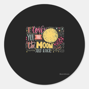 Ich liebe dich bis zum Mond und zurück herzlicher Runder Aufkleber