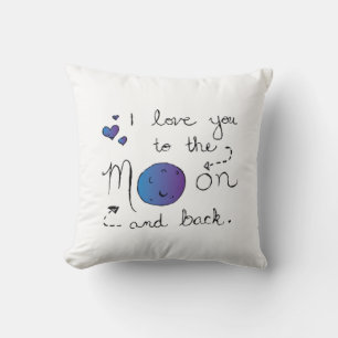 Ich liebe dich bis zum Mond und zurück Herzliches  Kissen