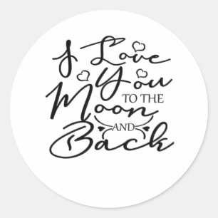 Ich liebe dich bis zum Mond und zurück Herzliches Runder Aufkleber