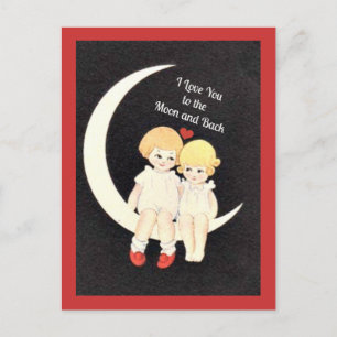 Ich liebe dich bis zum Mond und zurück Postkarte