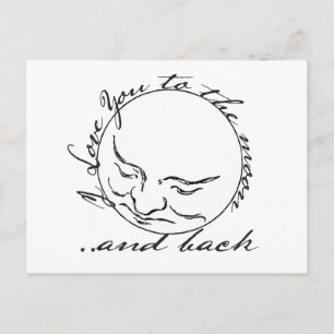 Ich liebe dich bis zum Mond und zurück Postkarte