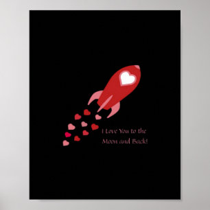 Ich liebe dich bis zum Mond und zurück Raketenschi Poster